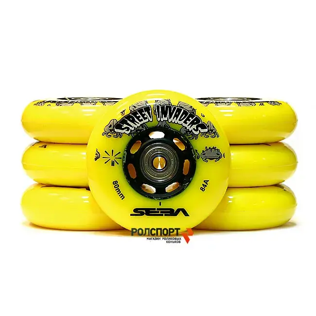 Комплект колес SEBA Street Invaders yellow + Abec 5